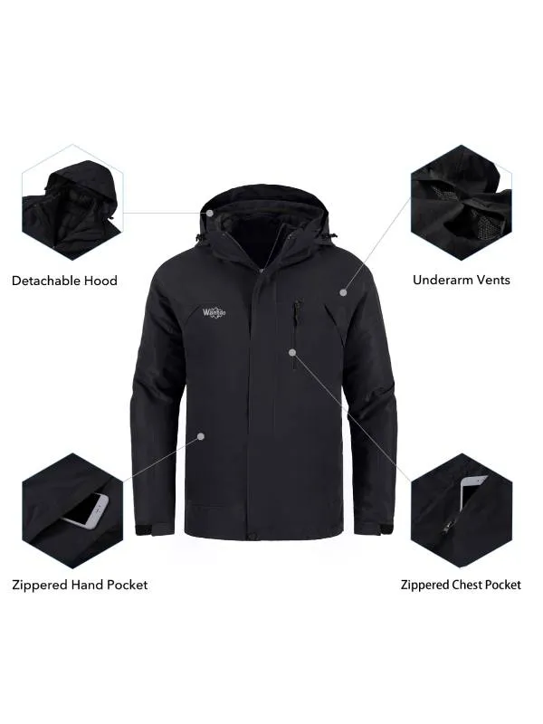 Men's Waterproof 3-in-1 Ski Jacket Windproof Insulated Winter Jackets Alpine I