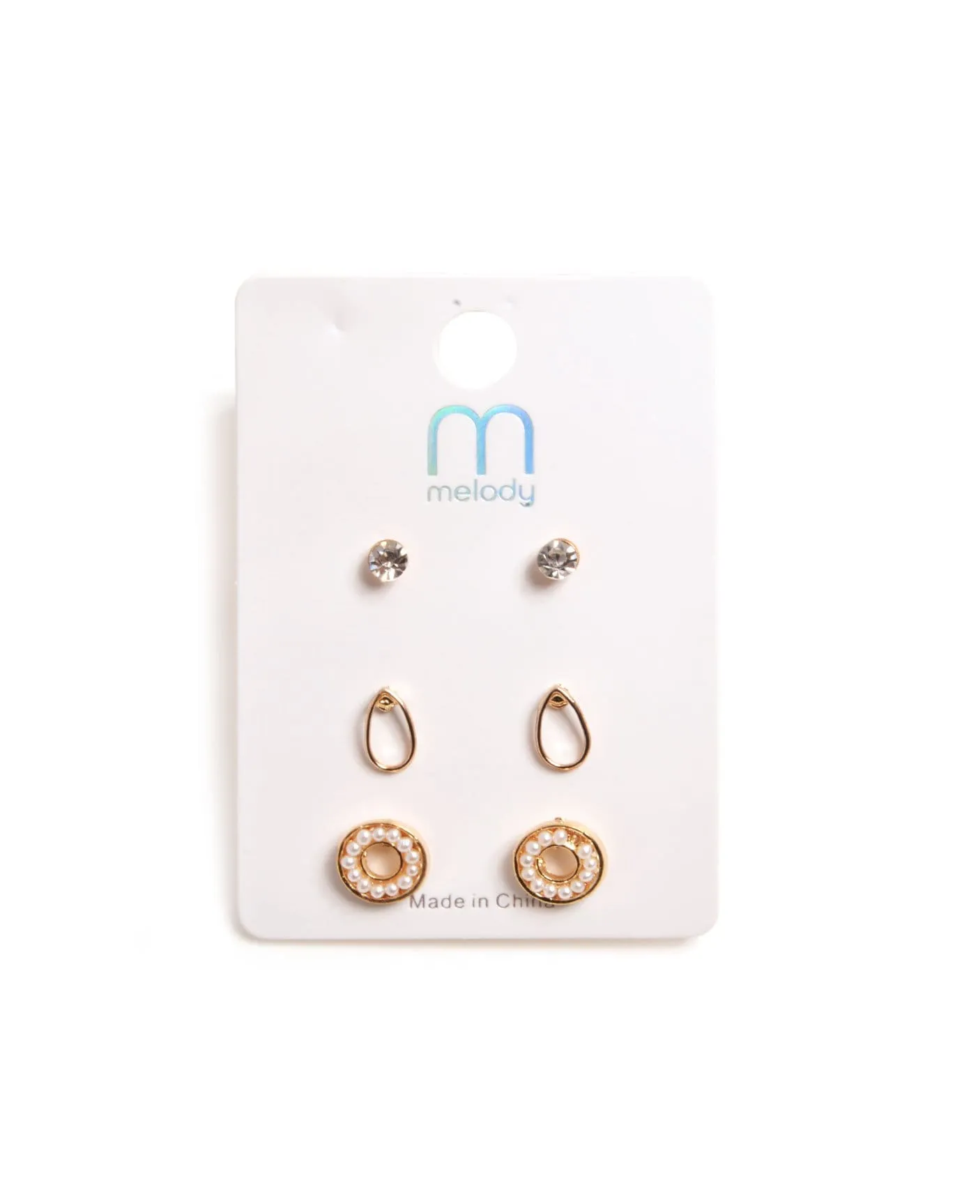 Mini Pearl Circle Earring Set