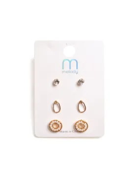 Mini Pearl Circle Earring Set