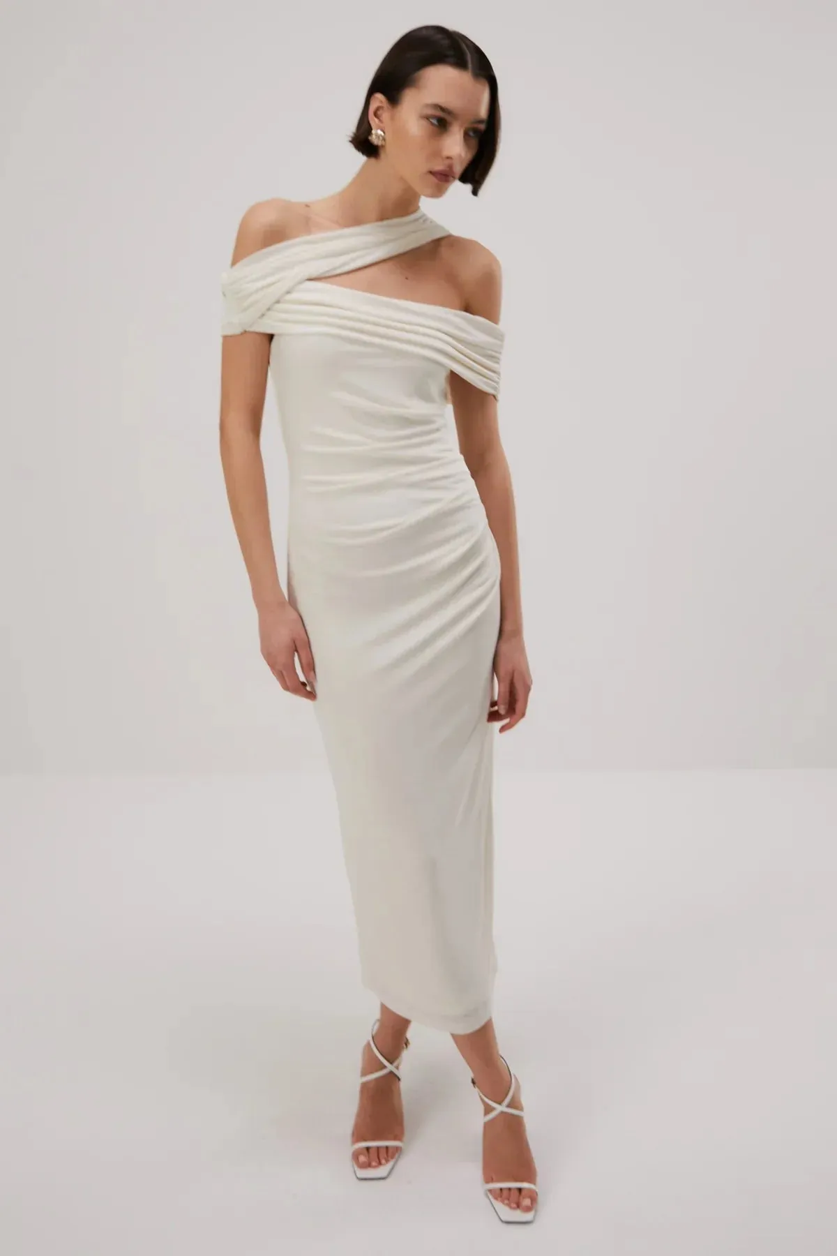 Misha Imani Slinky Jersey Midi Dress - Ivory