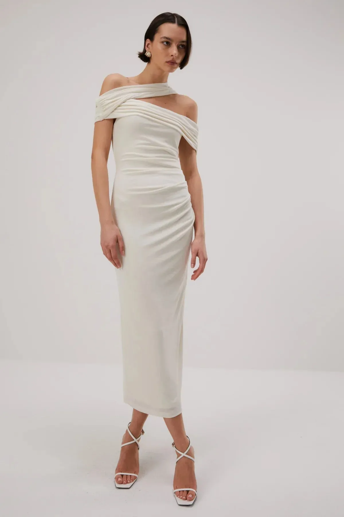 Misha Imani Slinky Jersey Midi Dress - Ivory