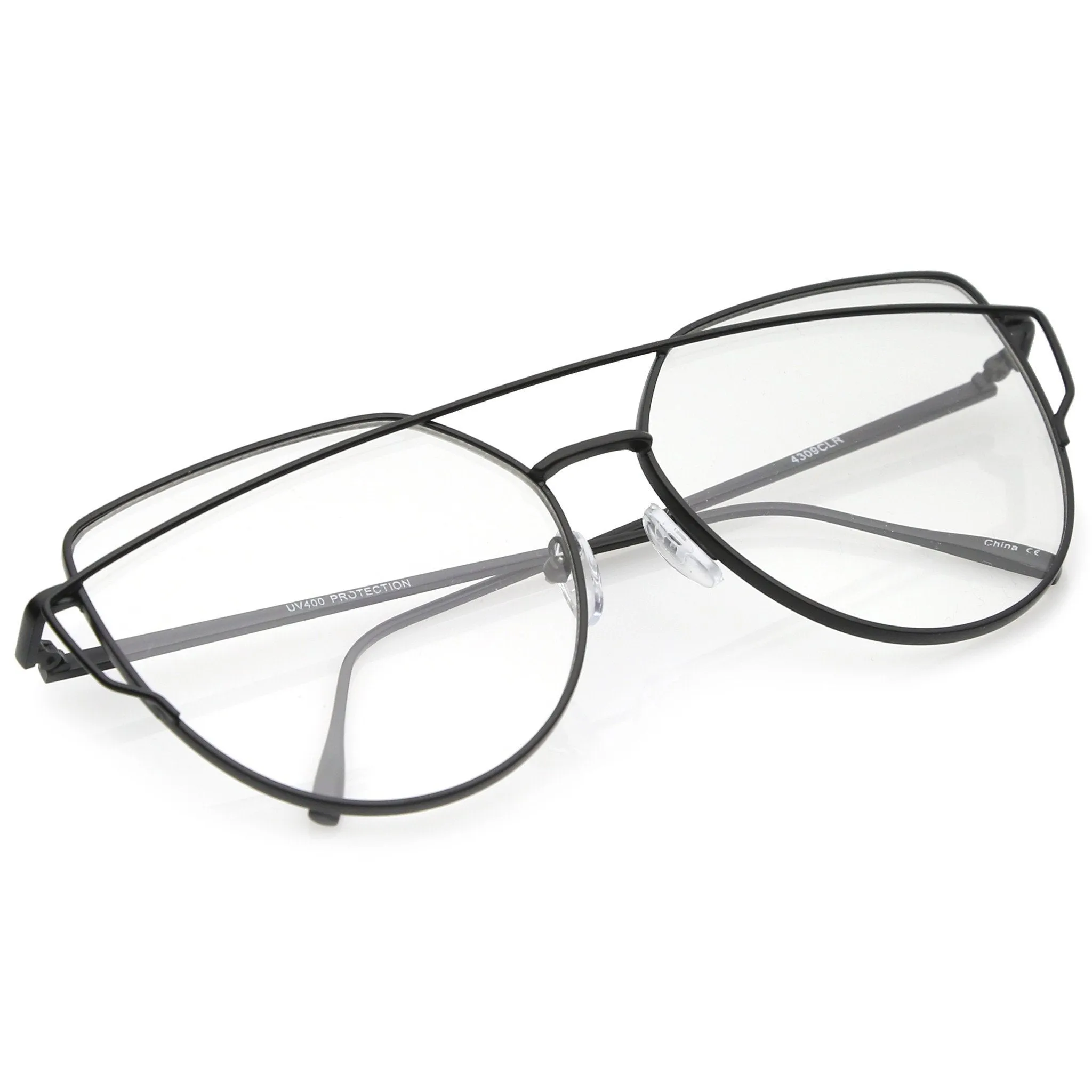 Modern Oversize Laser Cut Clear Lens Glasses