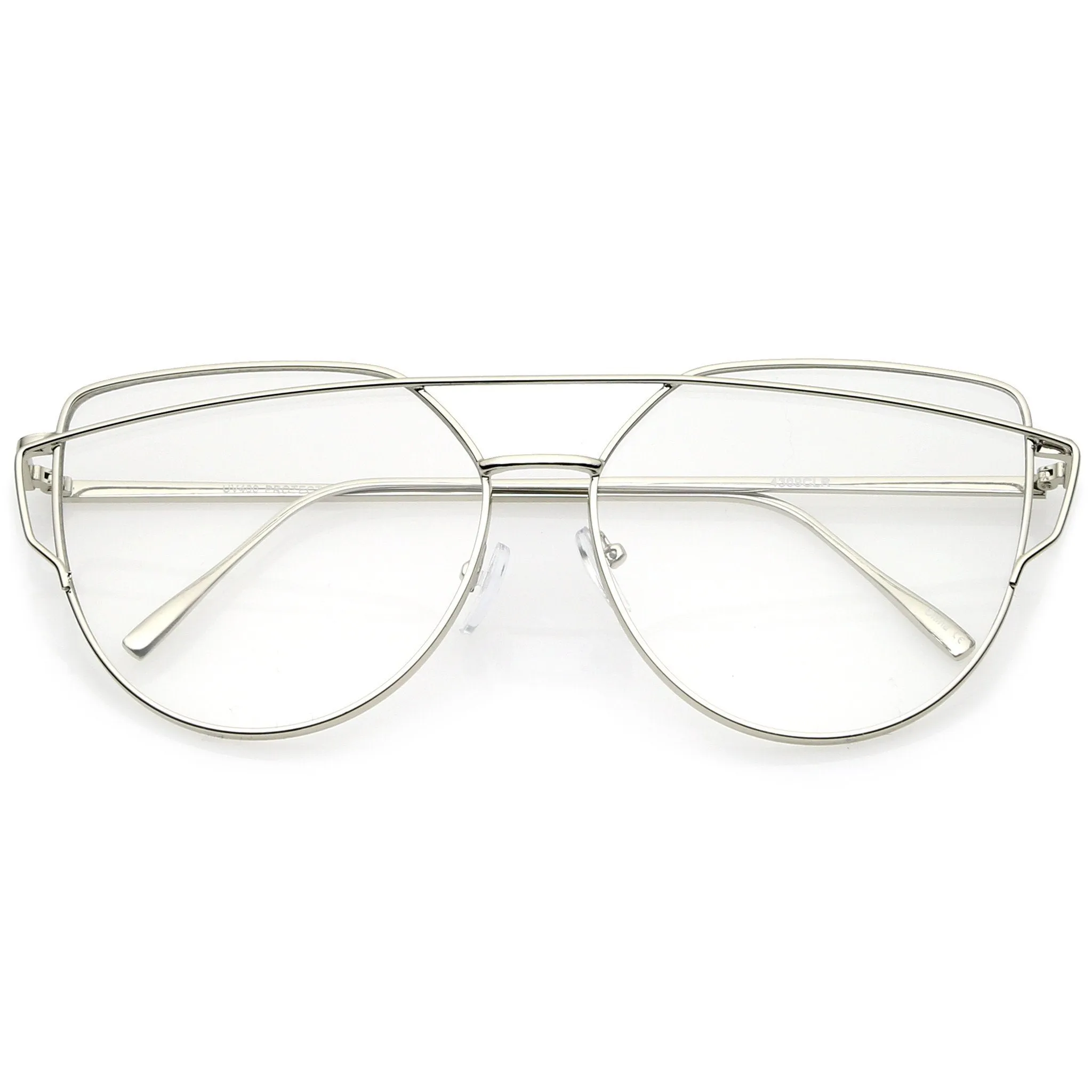 Modern Oversize Laser Cut Clear Lens Glasses