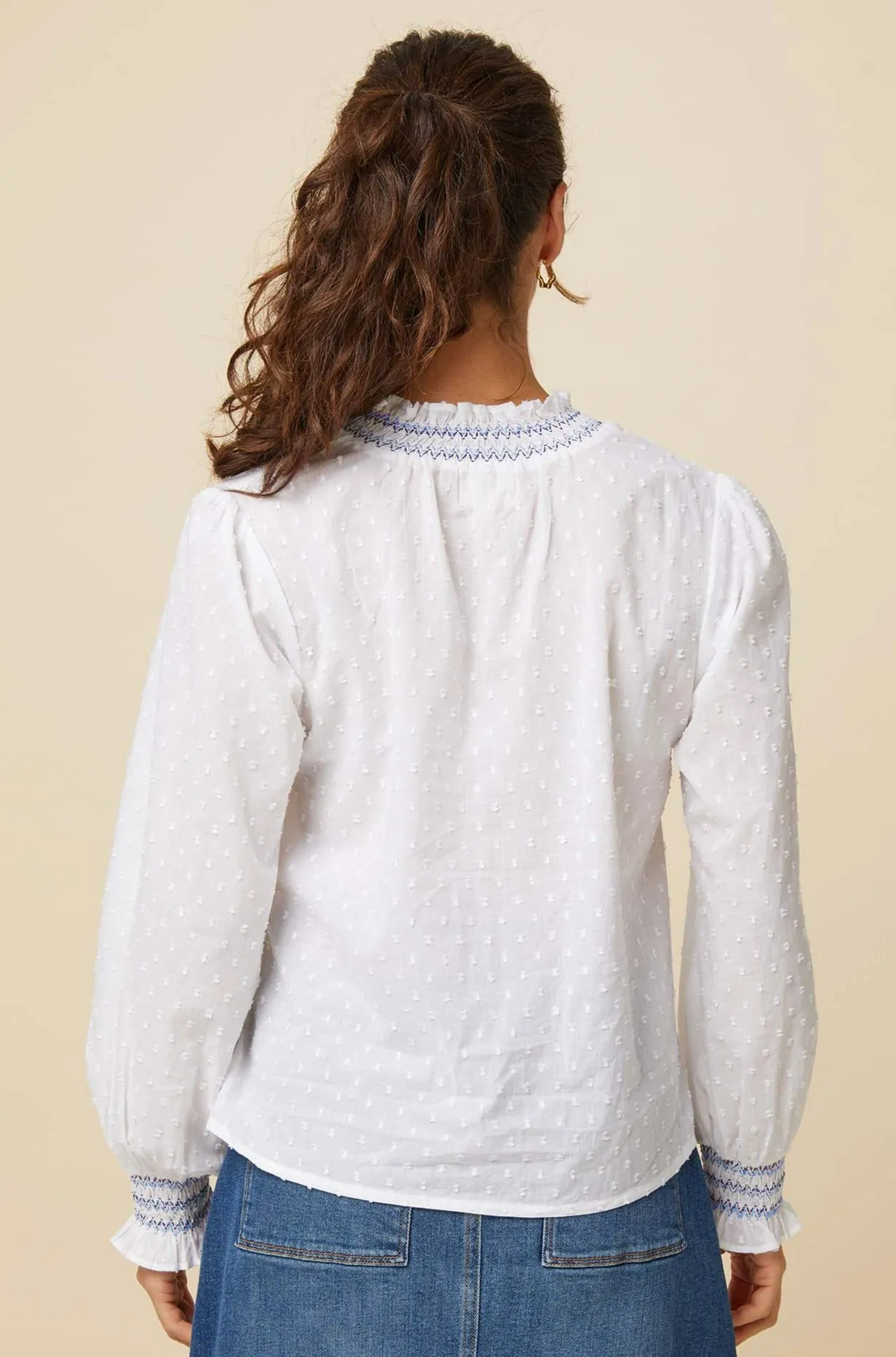 Morgan Blouse | White/Blue