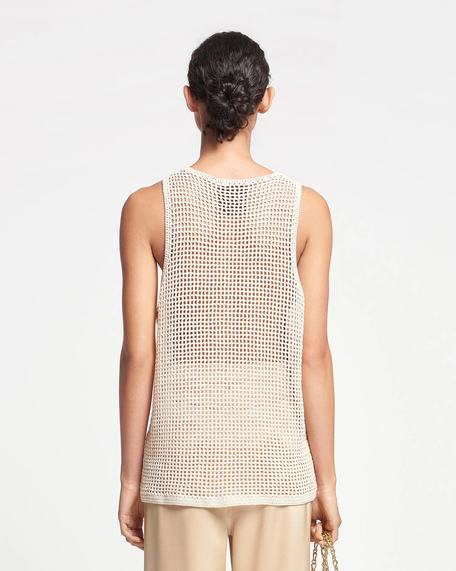 Myrtille - Crochet Lace Tank Top - Creme