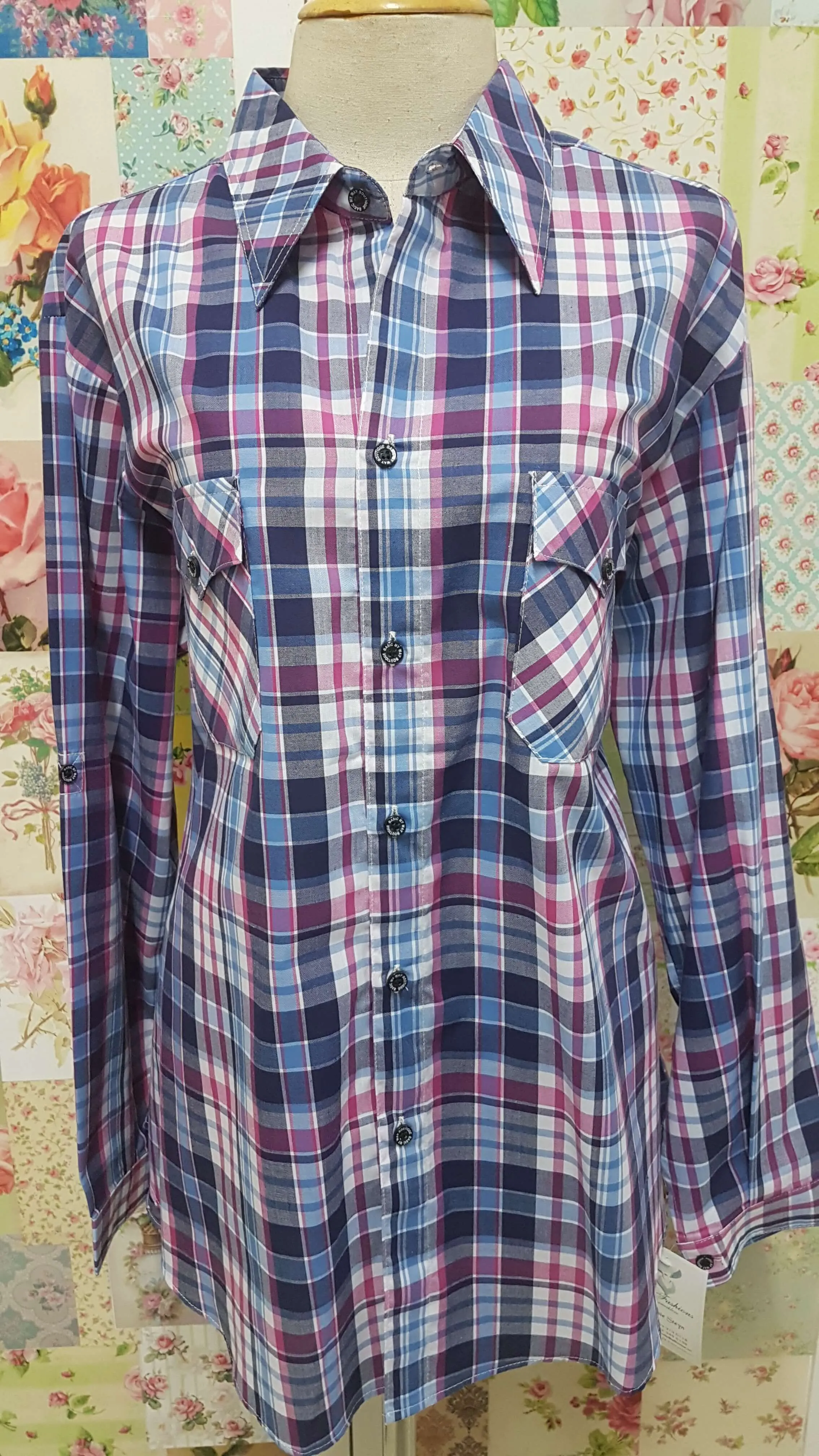 Navy & Purple Blouse CE033