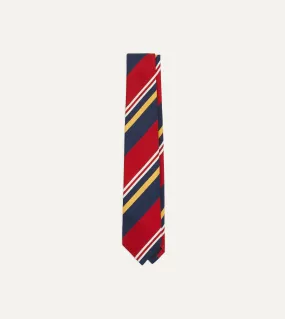 Navy, Red and Yellow Baiadera Stripe Mogador Tipped Tie