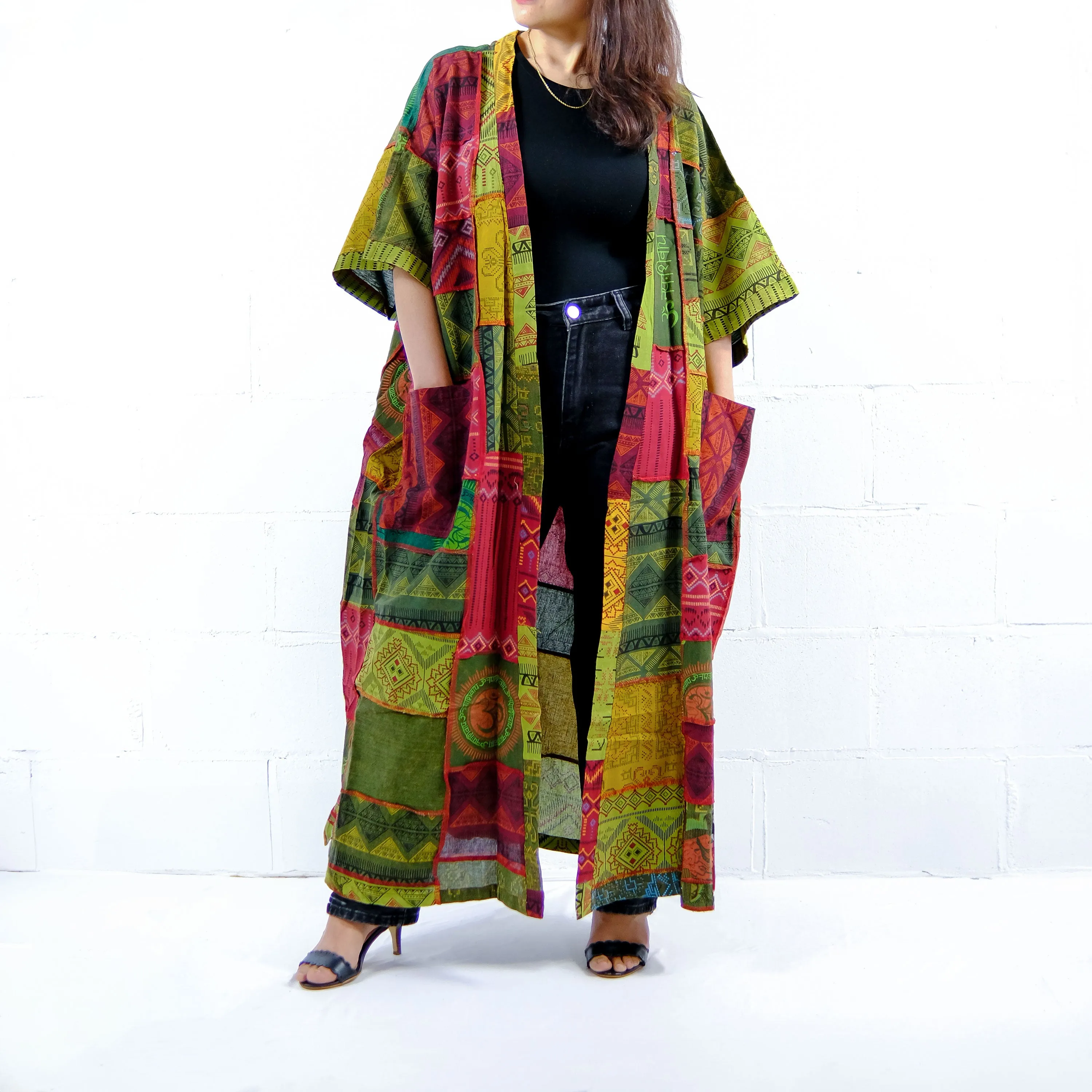 Patchwork Cotton Long Oversized Duster