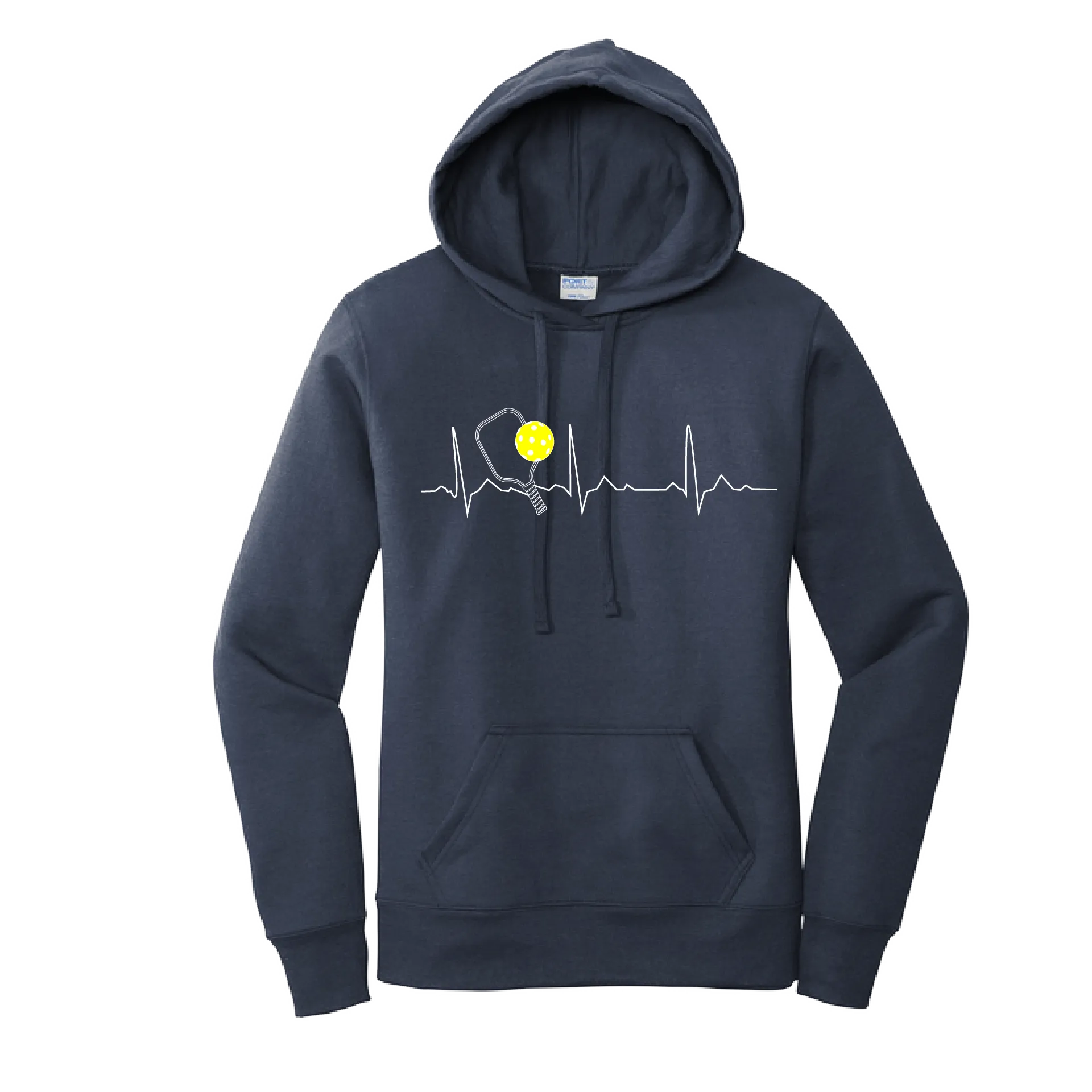 Pickleball Heartbeat EKG | Women’s Fitted Hoodie Pickleball Sweatshirt | 50% Cotton 50% Poly Fleece