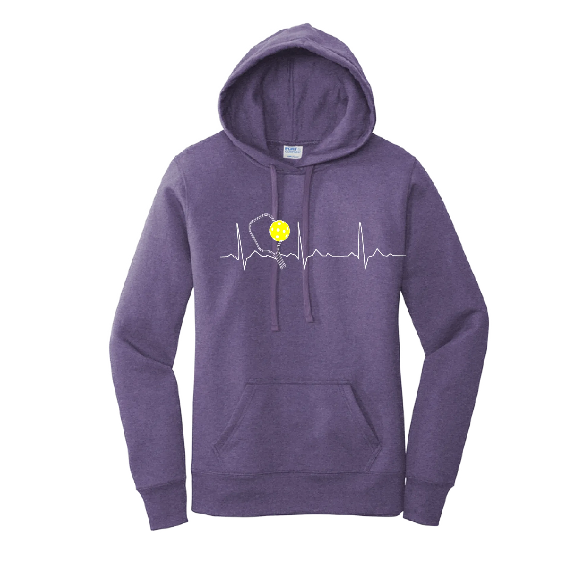 Pickleball Heartbeat EKG | Women’s Fitted Hoodie Pickleball Sweatshirt | 50% Cotton 50% Poly Fleece