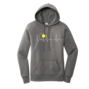 Pickleball Heartbeat EKG | Women’s Fitted Hoodie Pickleball Sweatshirt | 50% Cotton 50% Poly Fleece