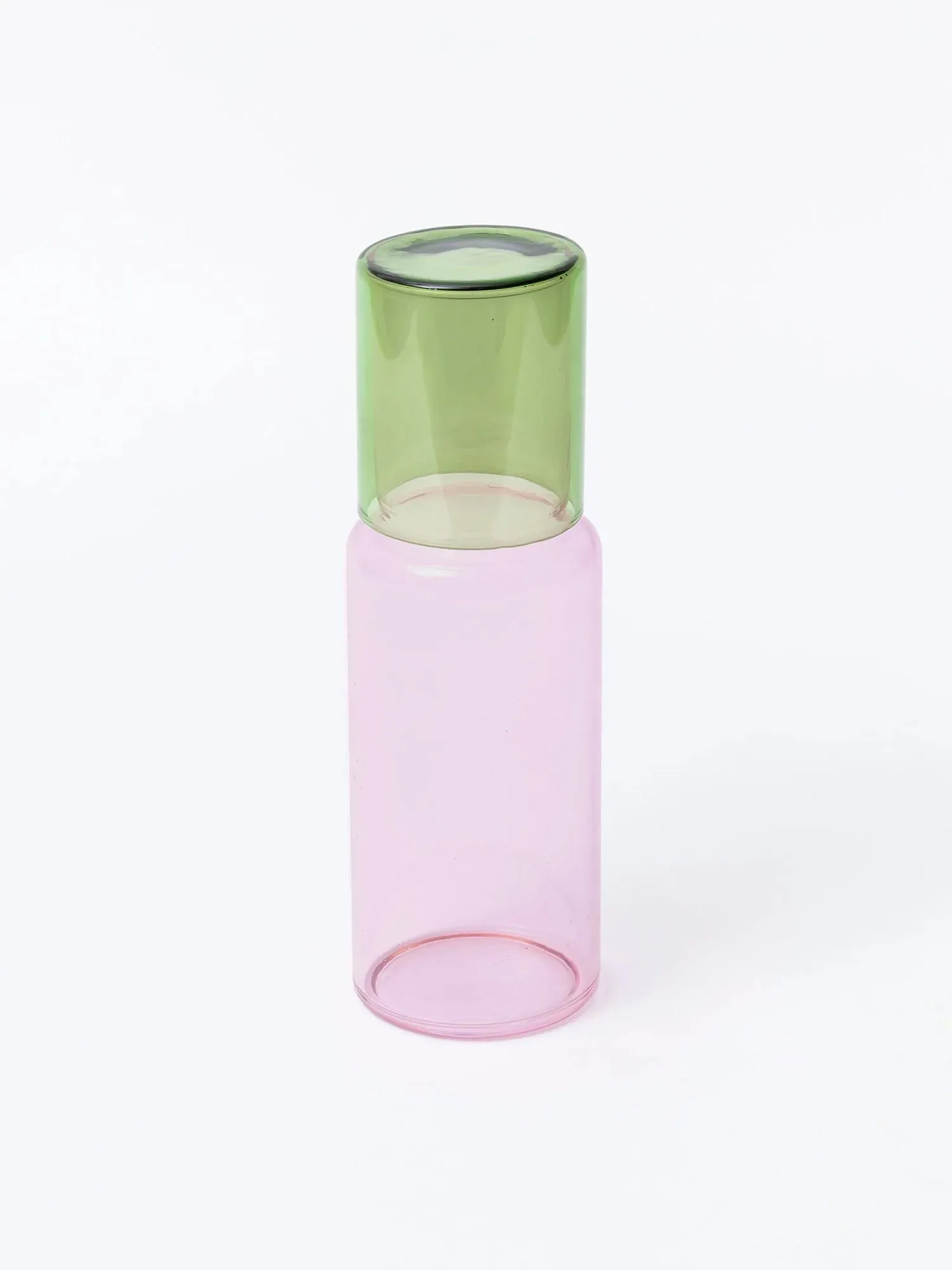 Pink & Green Glass Carafe