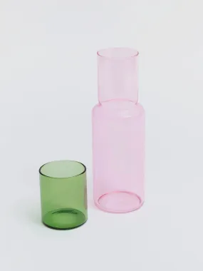 Pink & Green Glass Carafe