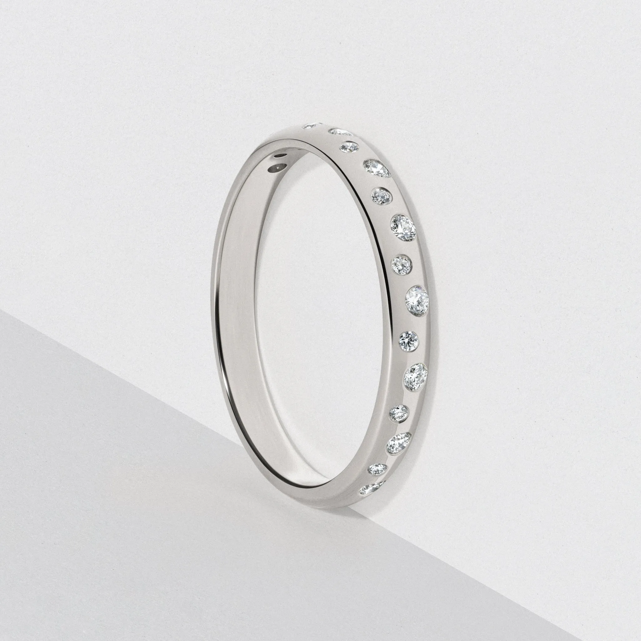 Platinum Scattered Diamond Ring - Polished 2.5mm