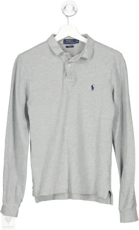 Polo Ralph Lauren Grey Slim Fit Long Sleeve Polo UK XS