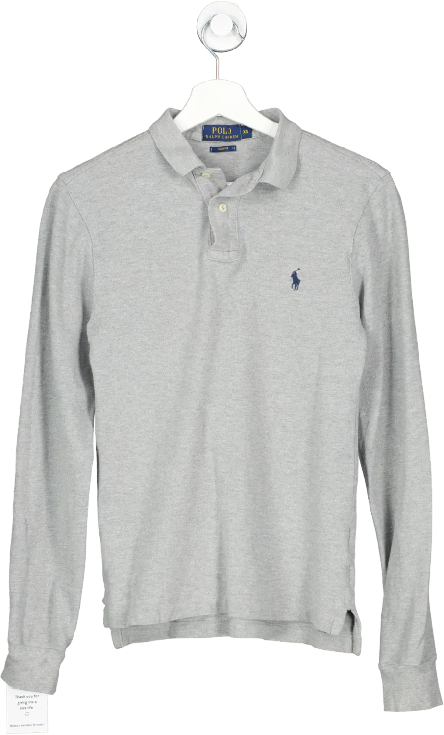 Polo Ralph Lauren Grey Slim Fit Long Sleeve Polo UK XS