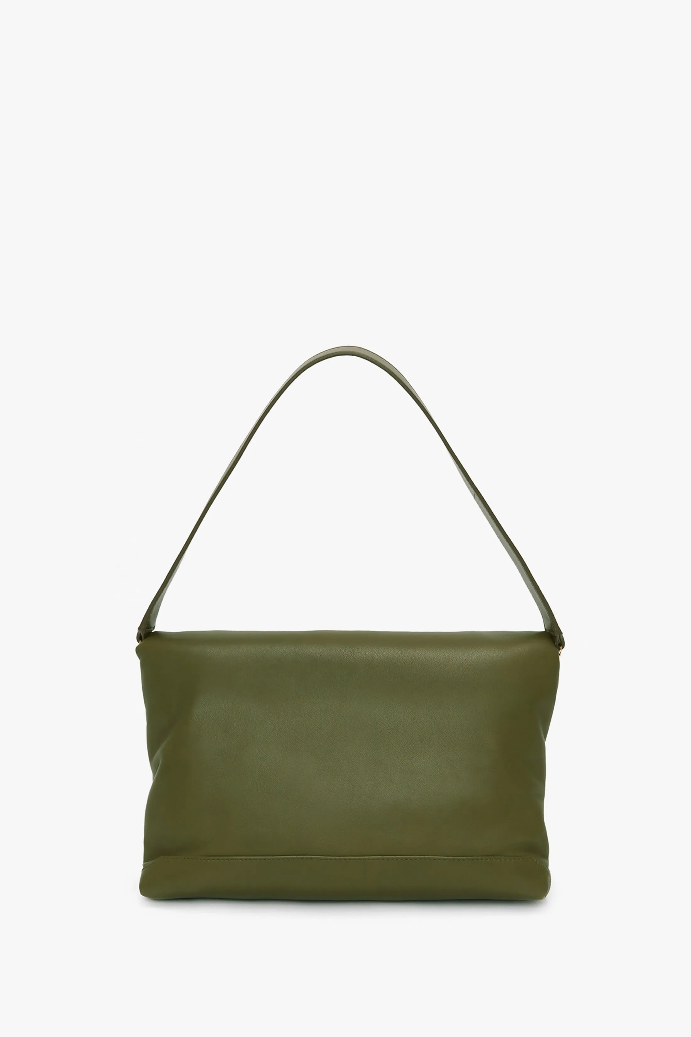 Puffy Chain Pouch With Strap In Khaki Leather