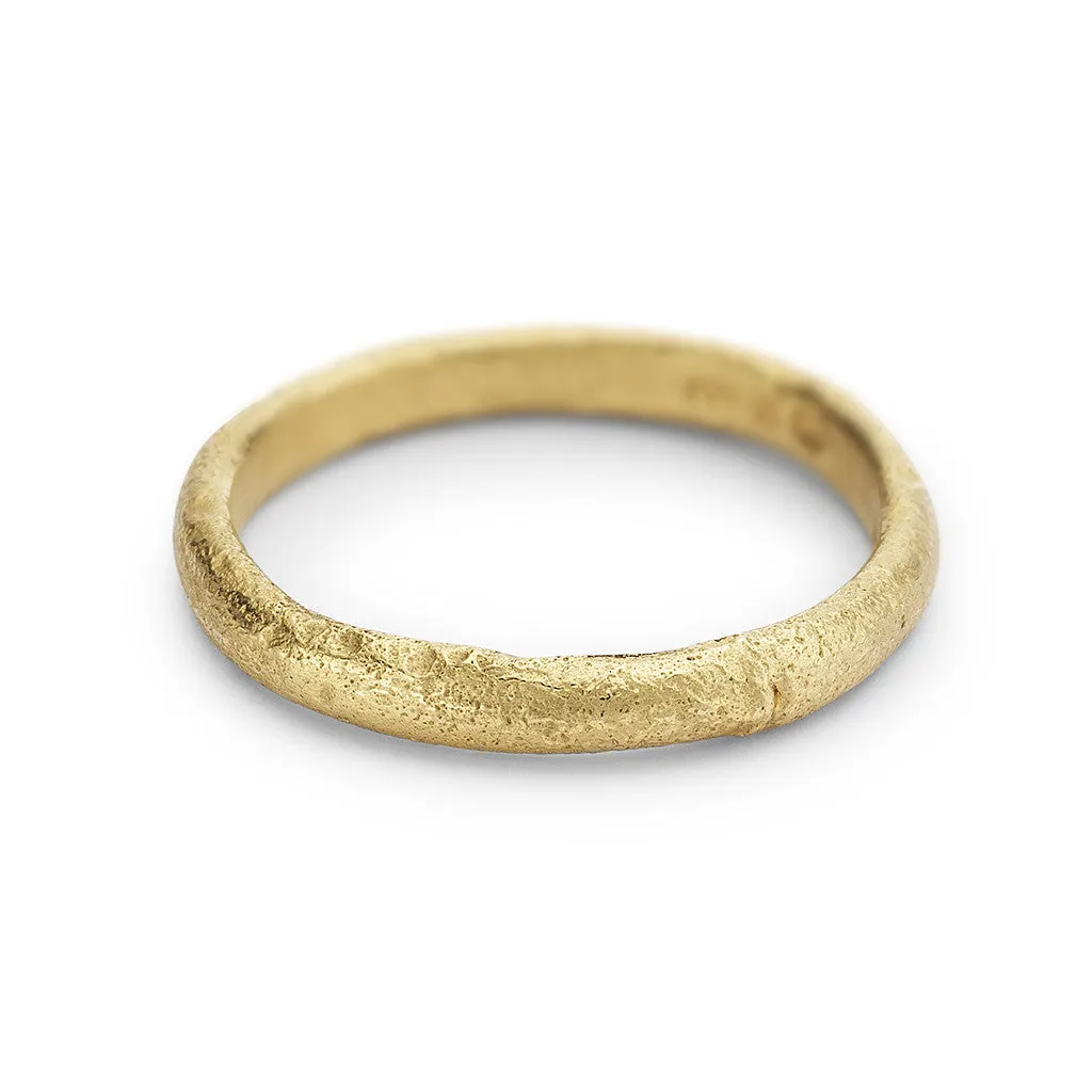 Raw Gold Textured Wedding Band - 2.5mm