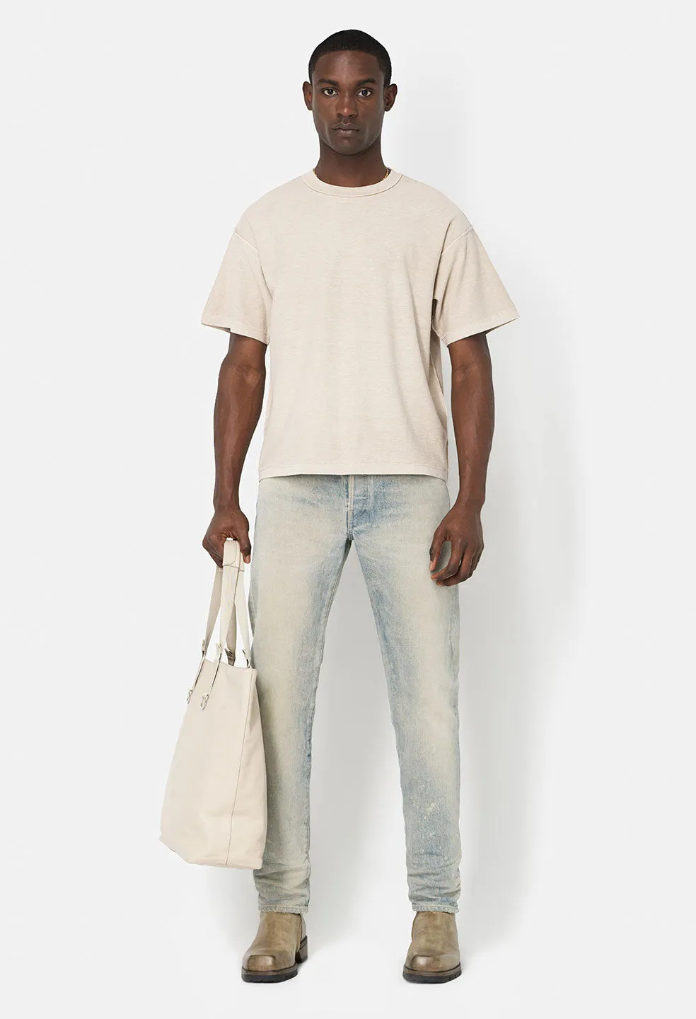 Reversed Cropped Tee / Washed Dust