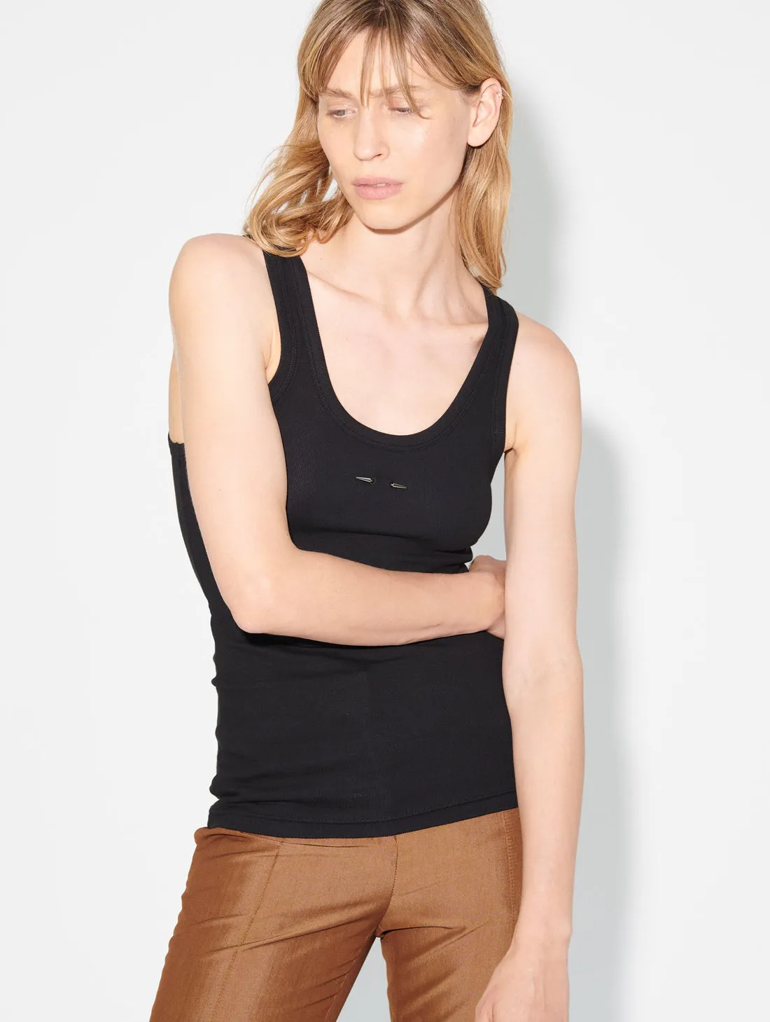 Ribbed Cotton Jersey Tank Top