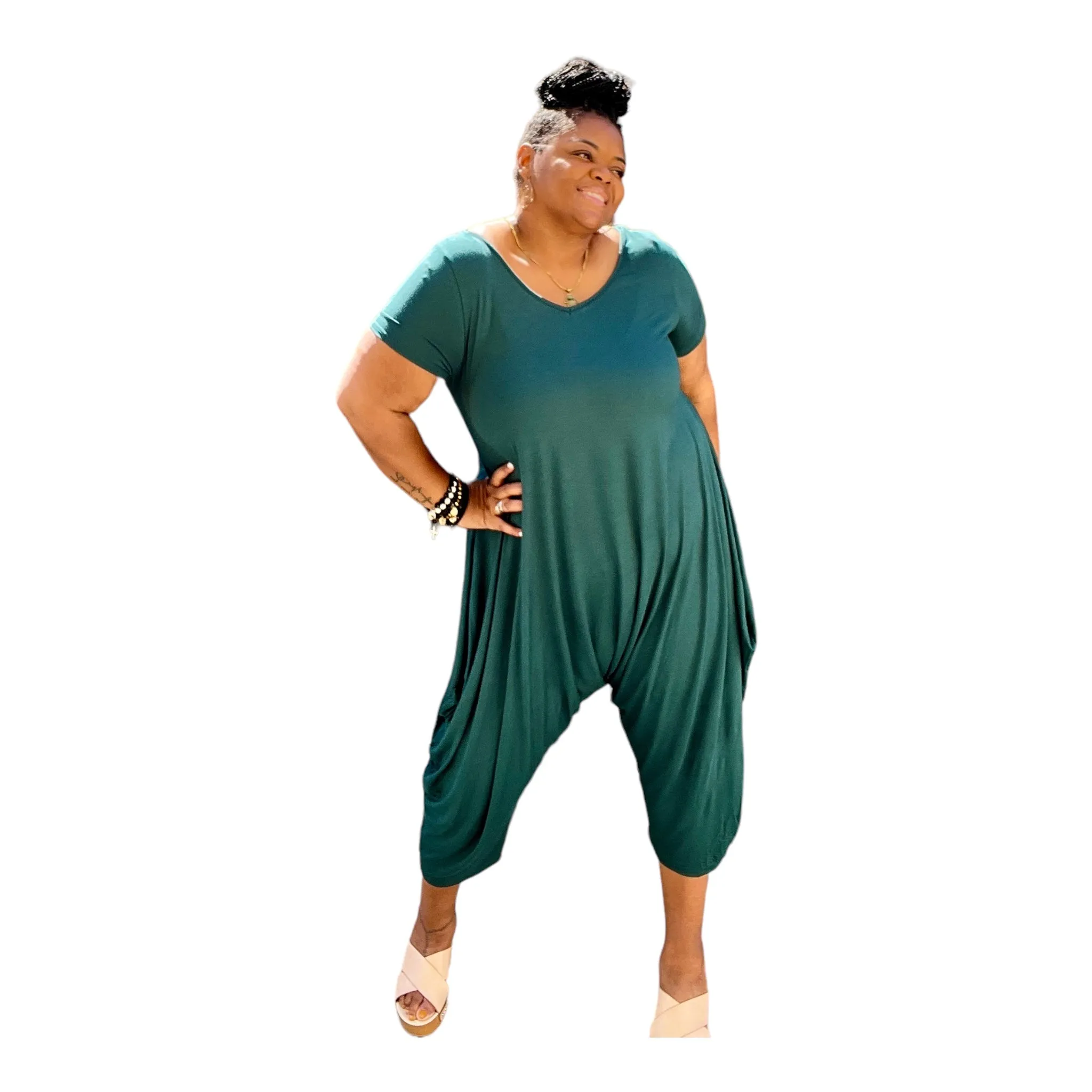 Sassy Women's Harem V-Cut Jumpsuit