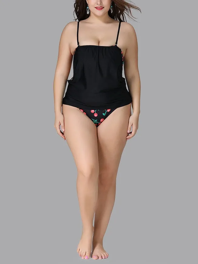 Secret Cherry Print Vintage Pinup Slimming One Piece Swimsuit