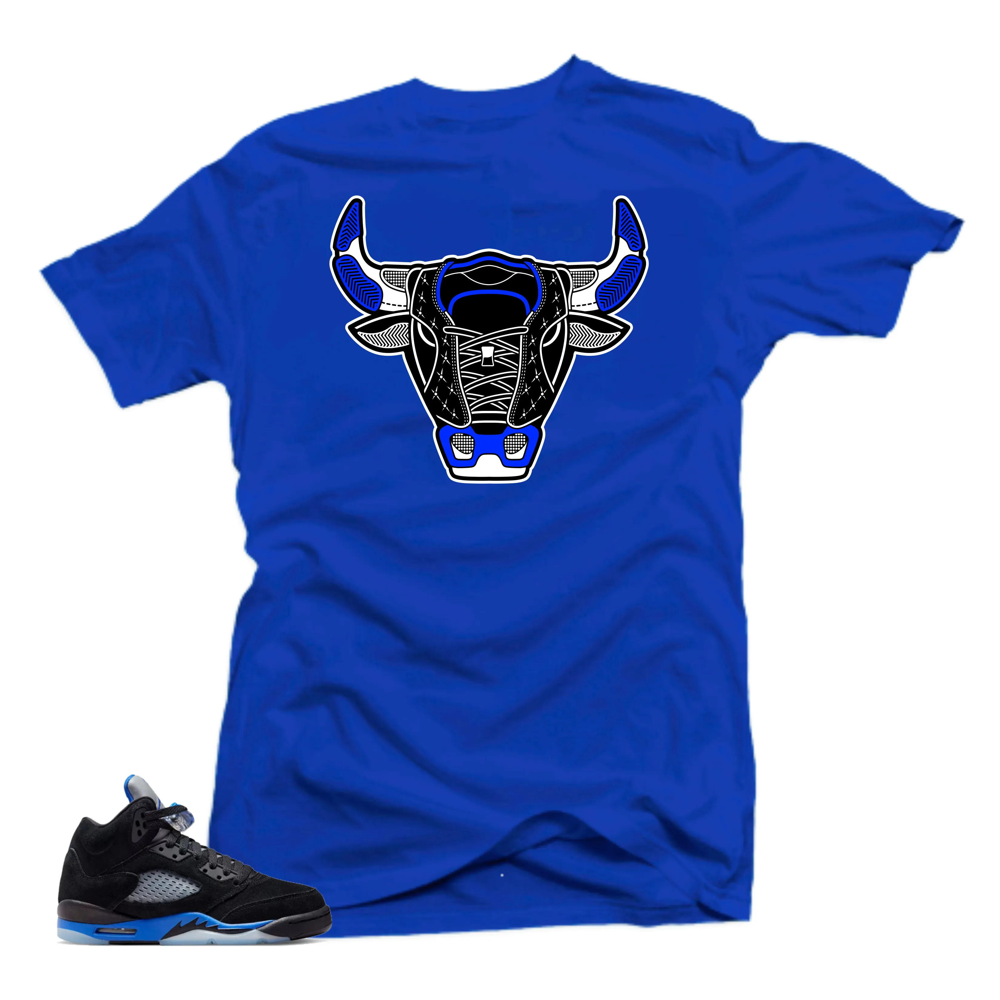 Shirt to Match Jordan 5 Racer Blue Sneakers-Bull 5 Tees