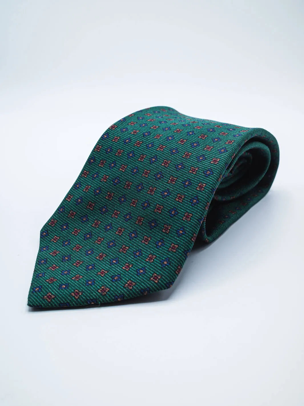 Silk Floral Print Tie - Green