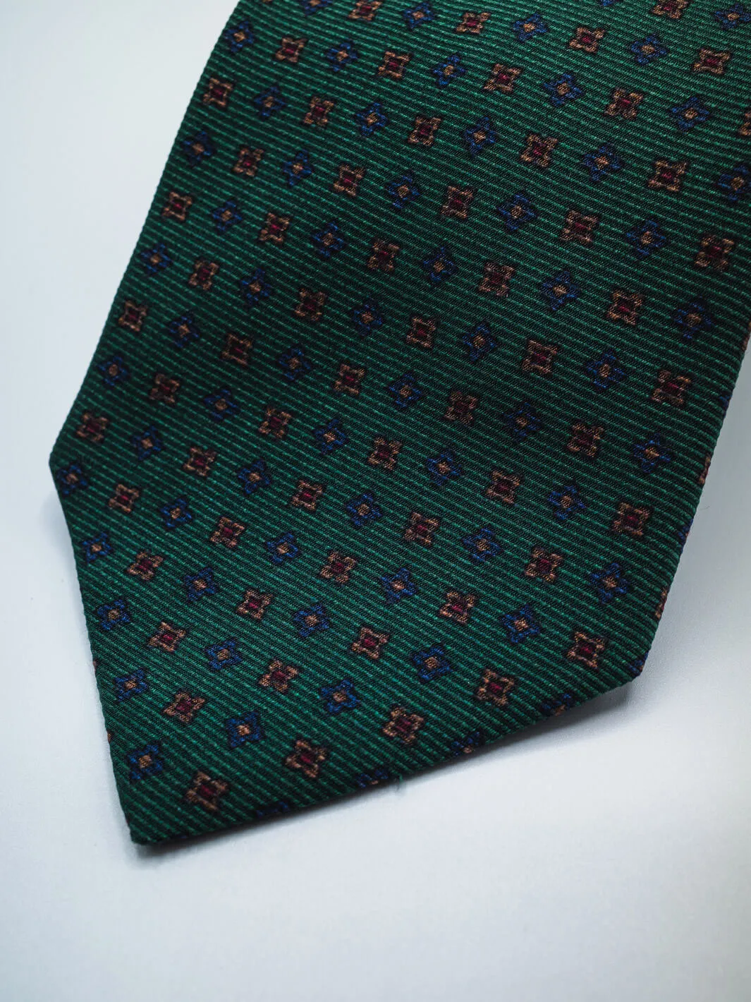 Silk Floral Print Tie - Green