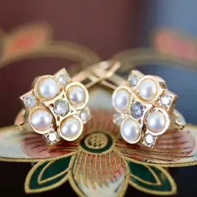 Somerset 14k Gold, Pearl and Diamond Earrings