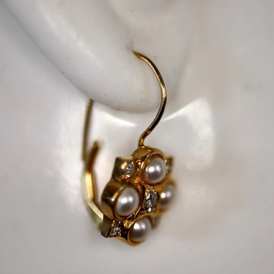 Somerset 14k Gold, Pearl and Diamond Earrings