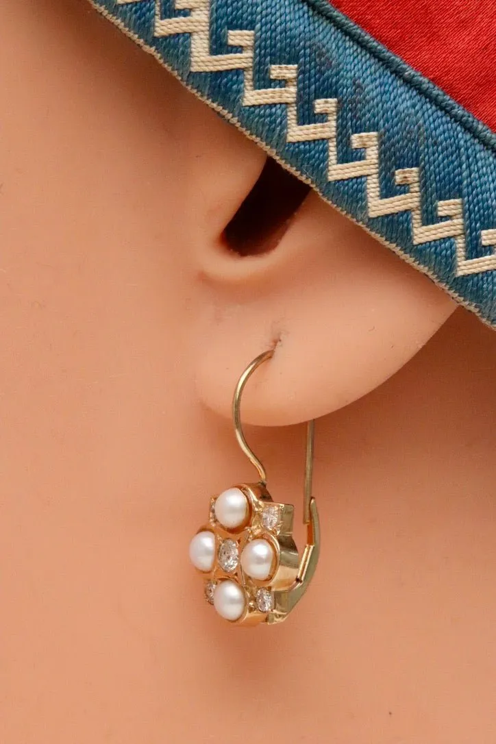 Somerset 14k Gold, Pearl and Diamond Earrings