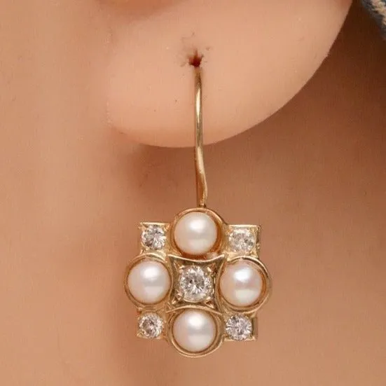 Somerset 14k Gold, Pearl and Diamond Earrings