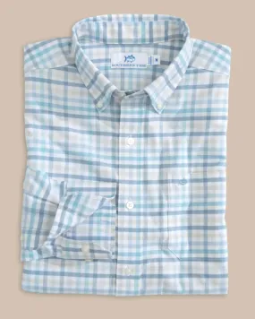 Southern Tide Coastal Passage Pelham Gingham Long Sleeve Sport Shirt - Marine Blue