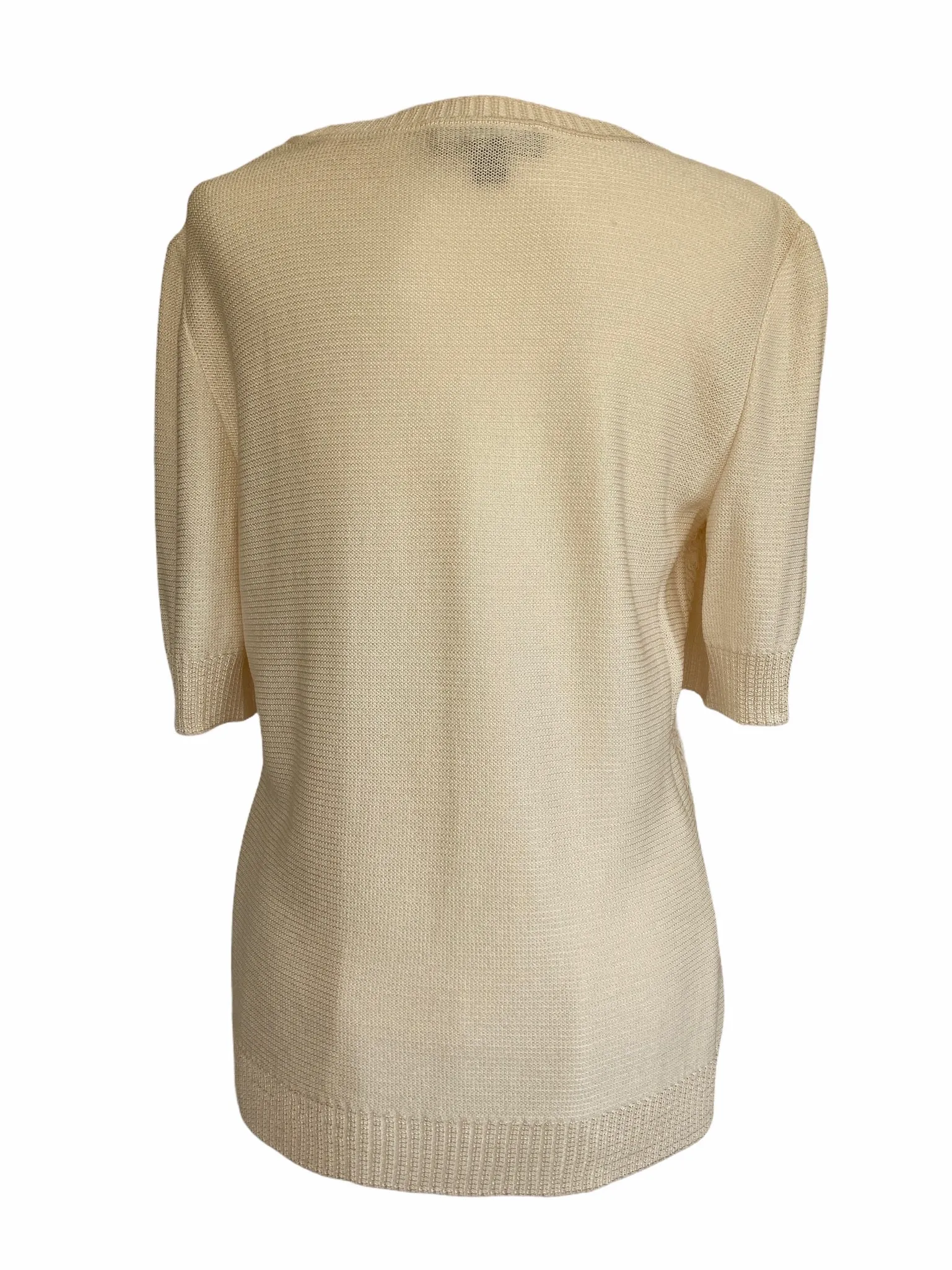 St. John Neutral Short Sleeve Sweater, M