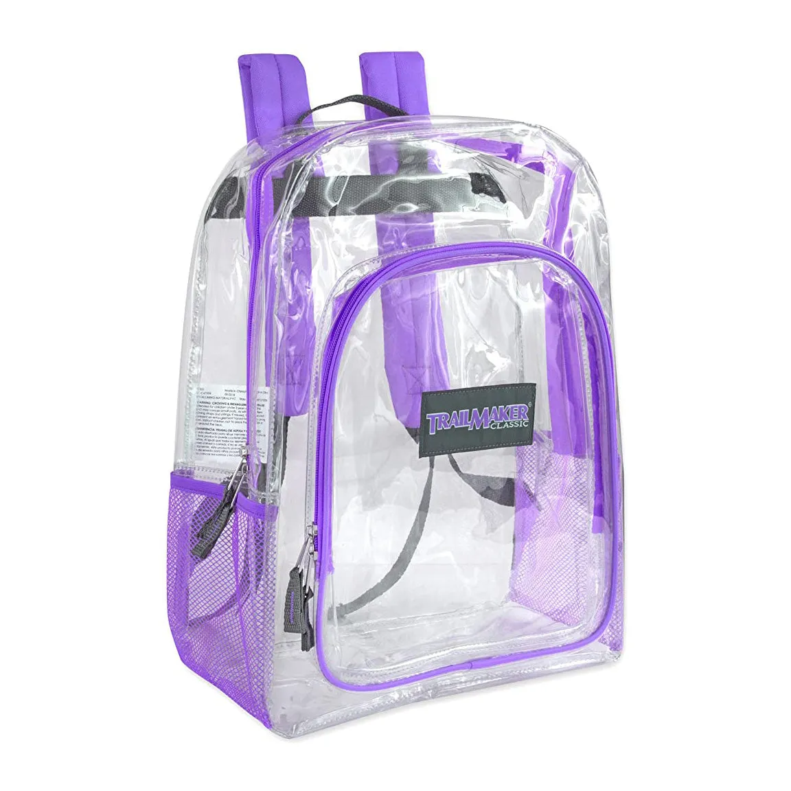 Trailmaker Clear Water Resistant Backpack W Padded Back Support Straps Unisex