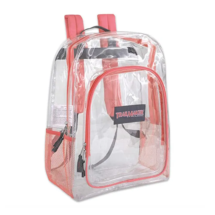 Trailmaker Clear Water Resistant Backpack W Padded Back Support Straps Unisex