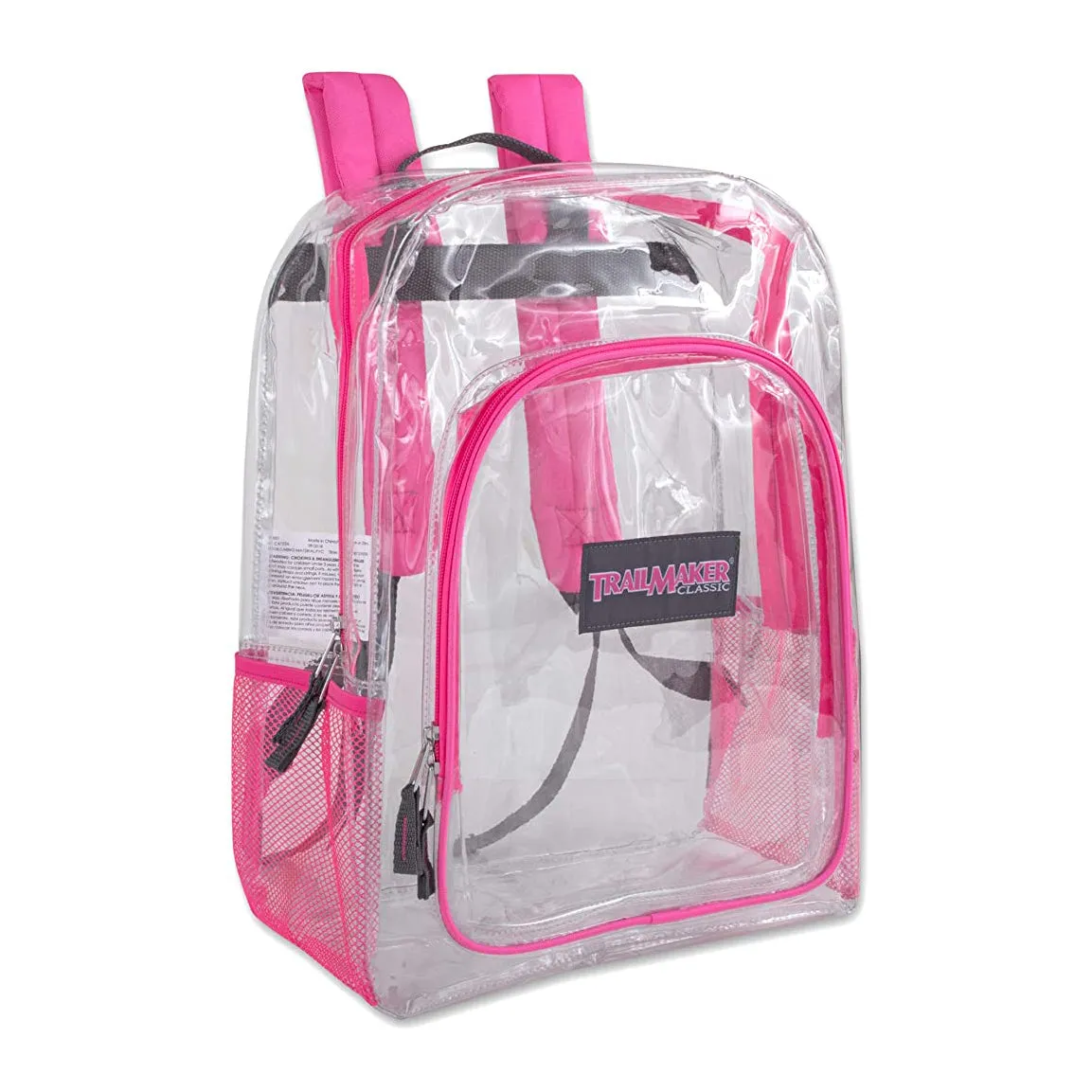 Trailmaker Clear Water Resistant Backpack W Padded Back Support Straps Unisex