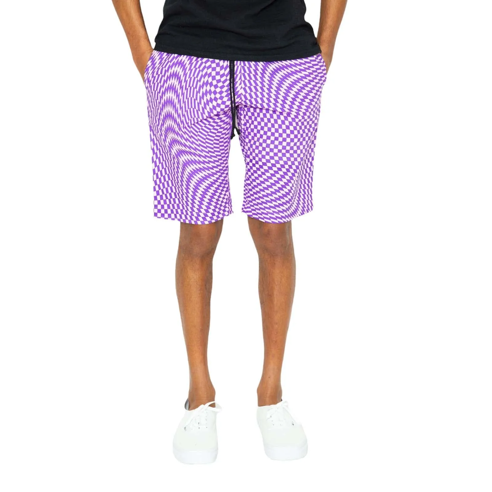 Trippy Check Shorts - Lilac & Purple