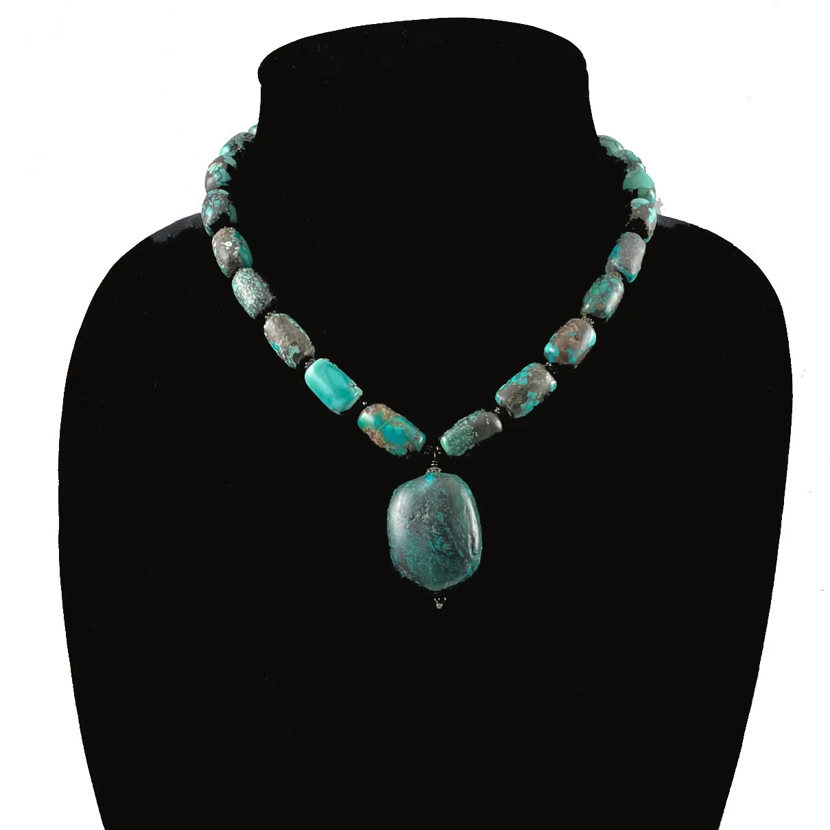 Turquoise Beaded & Sterling Vintage Necklace