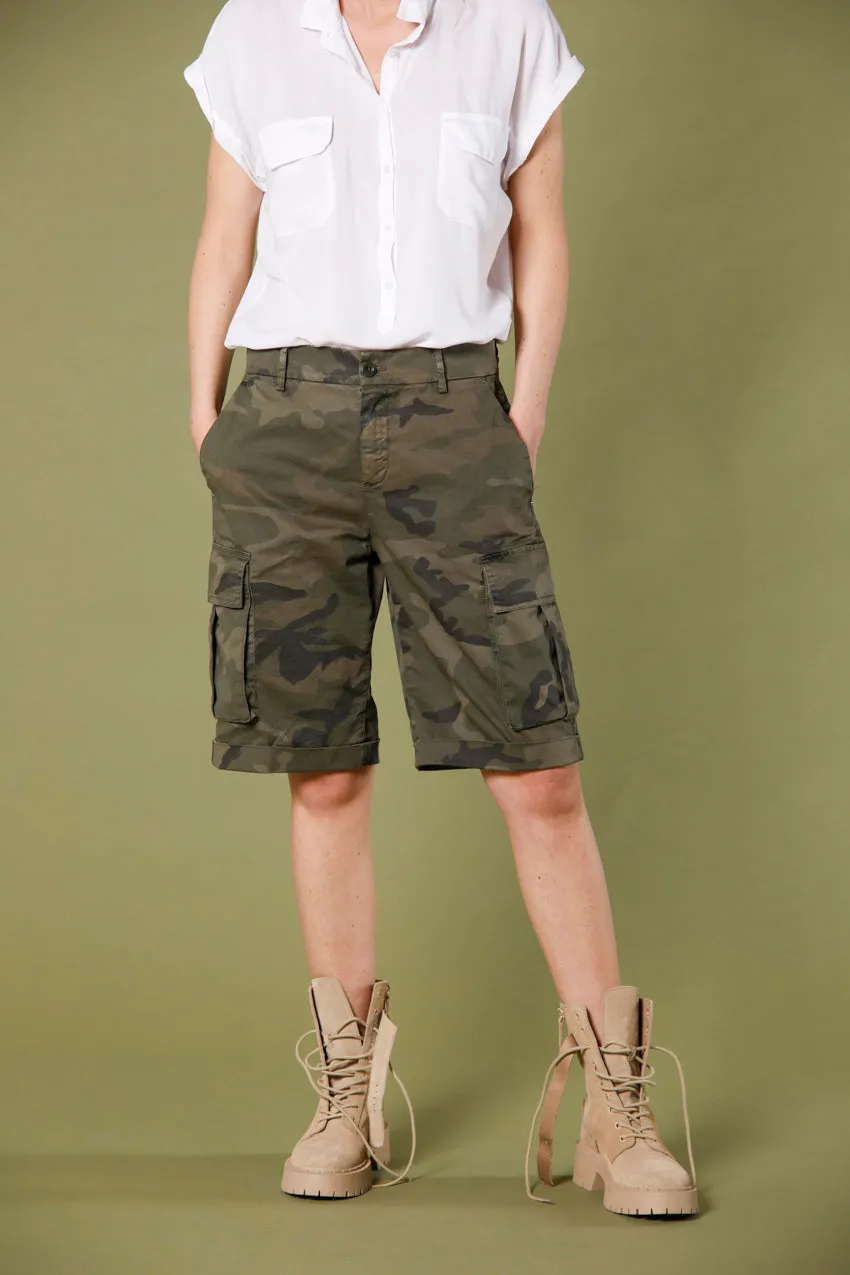 Victoria woman's cargo bermuda in twill with camouflage pattern regular