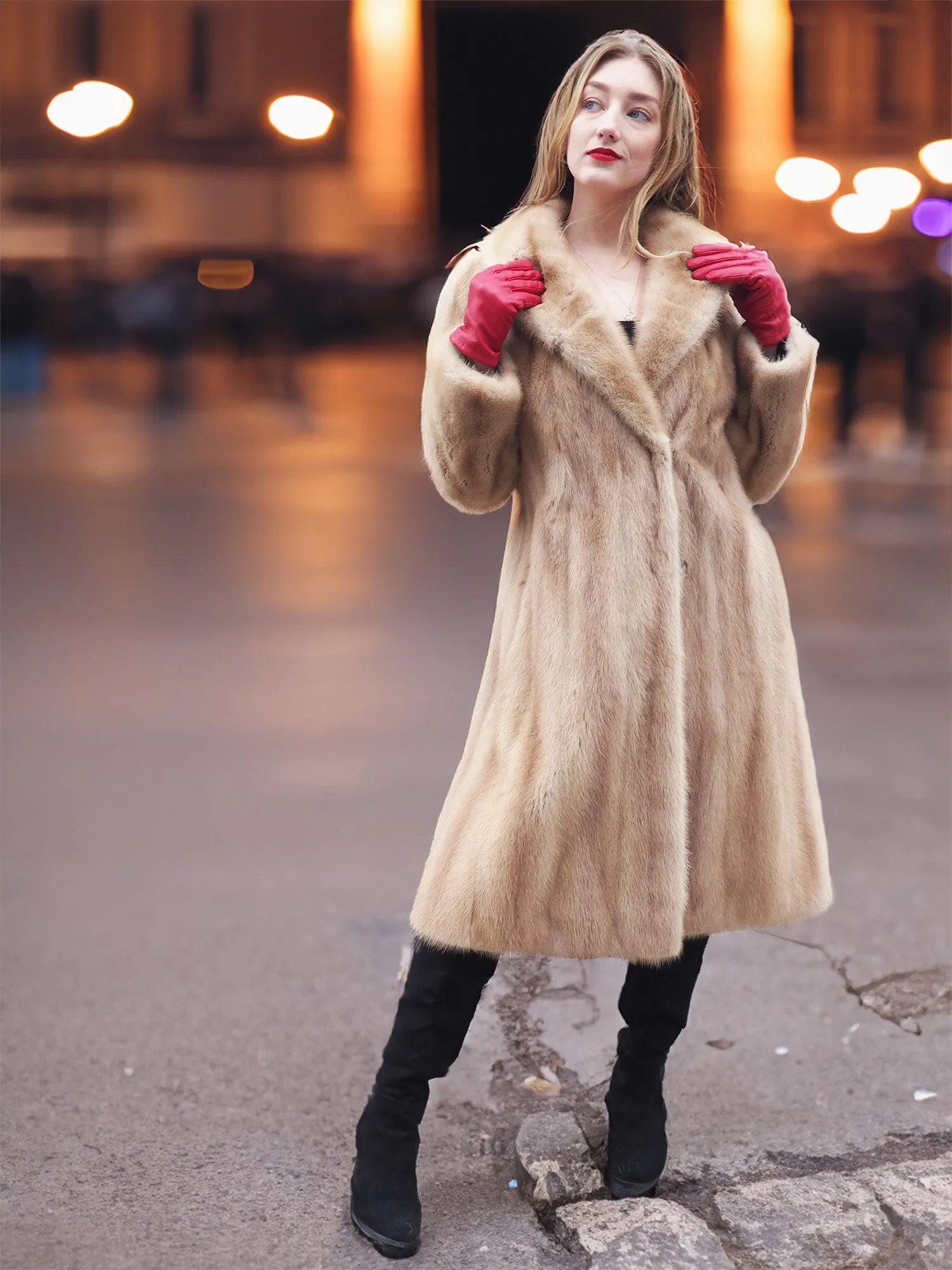 Vintage Canada Majestic Blond Mink Fur Coat Stroller By Eatons S