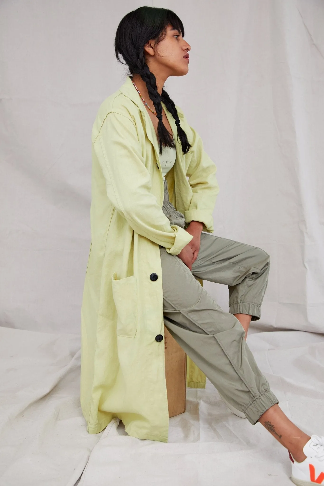 Vintage Linen Trench Coat