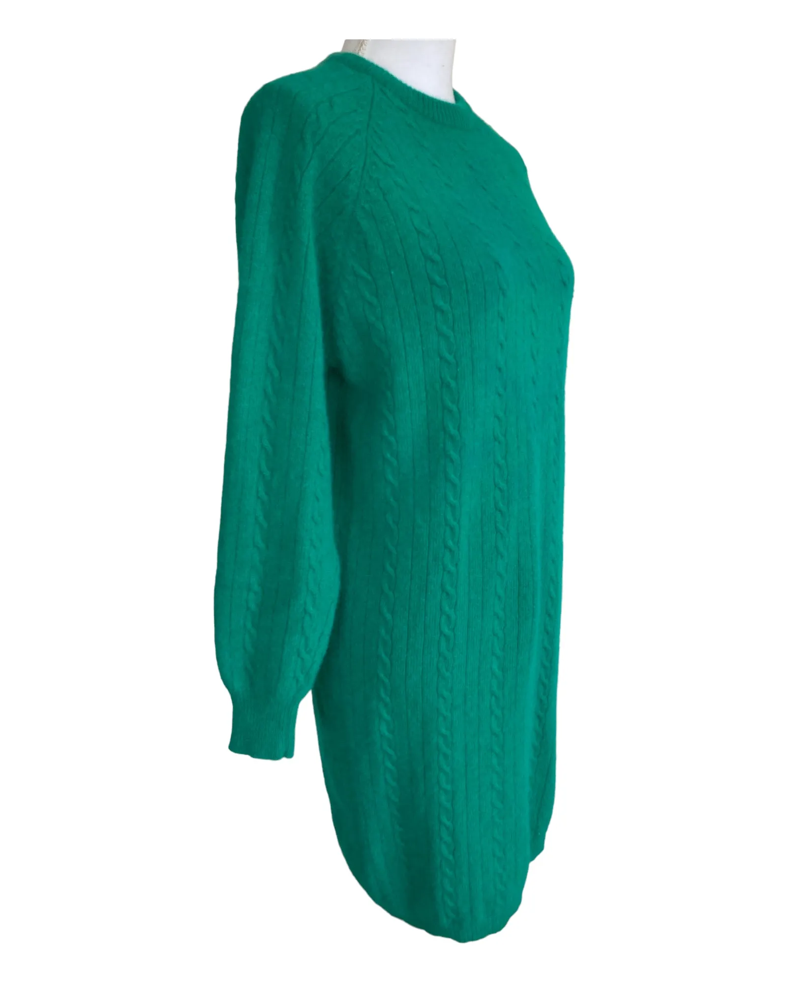 Vintage Outlander Green Cable Sweater Dress, M