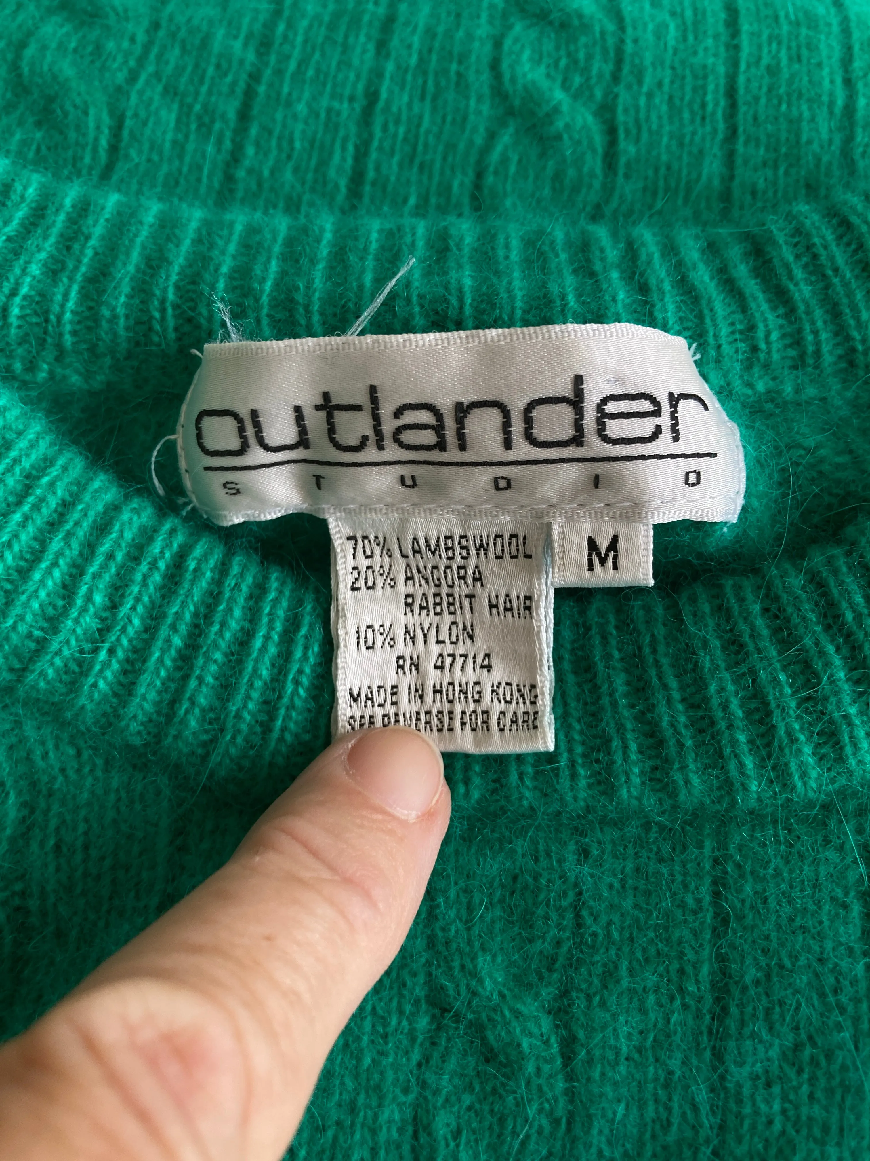 Vintage Outlander Green Cable Sweater Dress, M