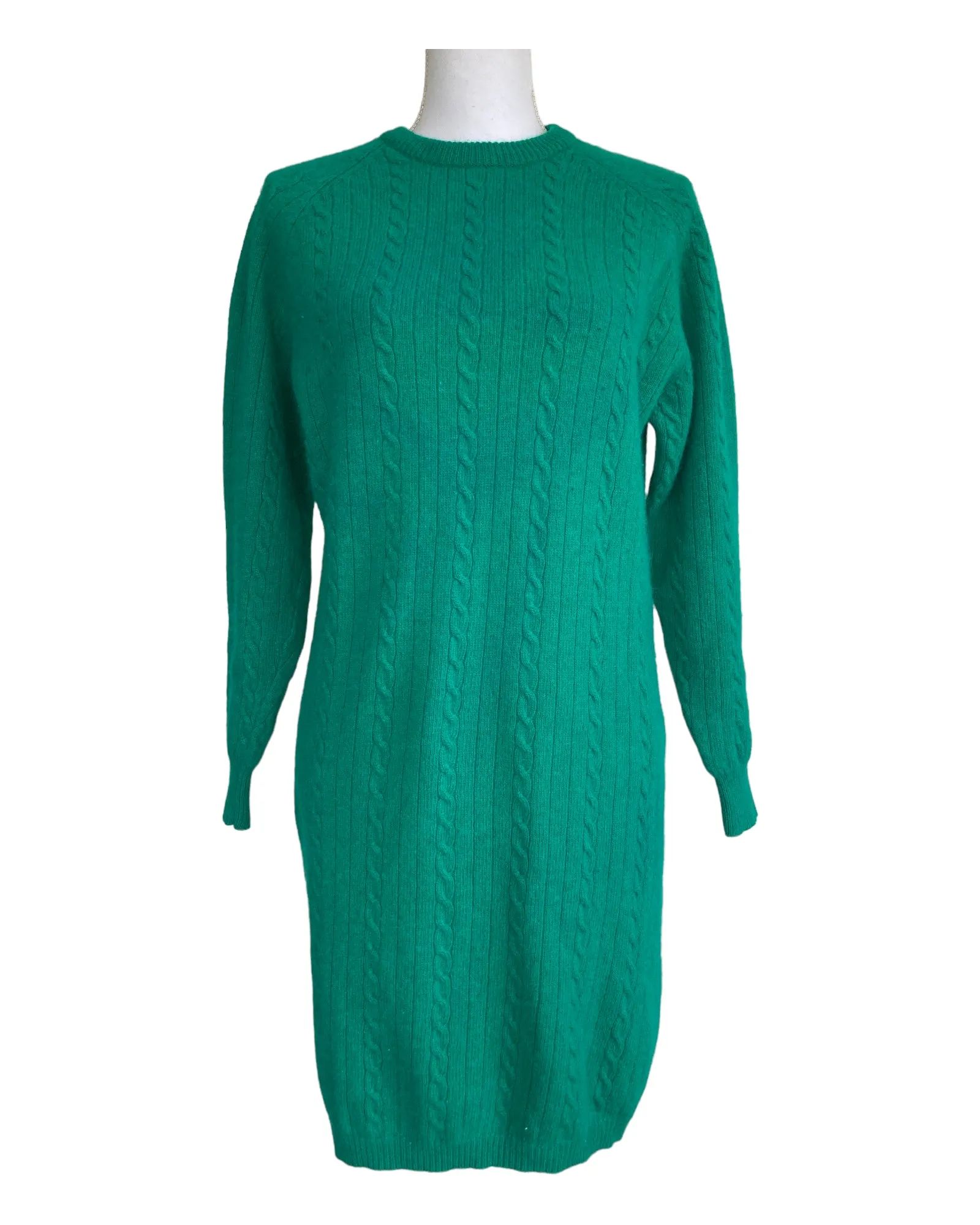 Vintage Outlander Green Cable Sweater Dress, M