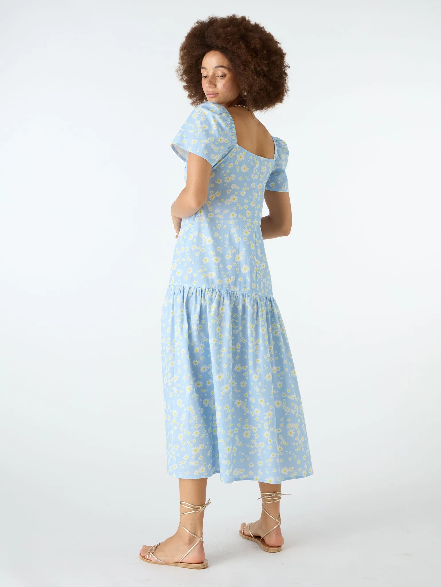 Virgo Tiered Midi Dress in Blue