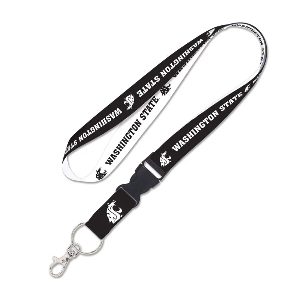 Washington State Cougars REVERSE BLACK & WHITE Lanyard w/detachable buckle 1