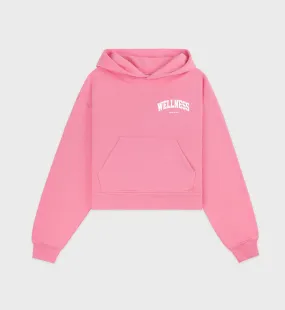 Wellness Ivy Cropped Hoodie - Candy/White