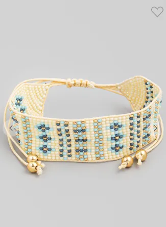 Whisper Winds Adjustable Beaded Bracelet - Blue